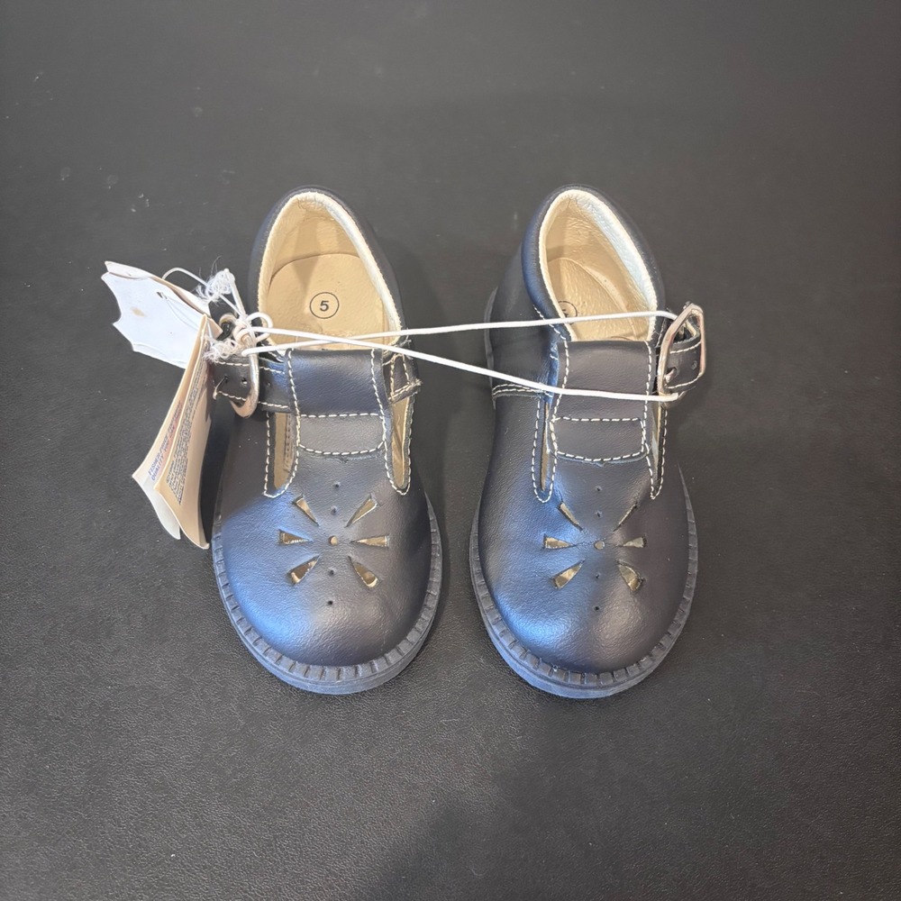 Fisher-Price Mary Jane Shoes Girls Navy Blue Flower Cutouts Toddler Size 5